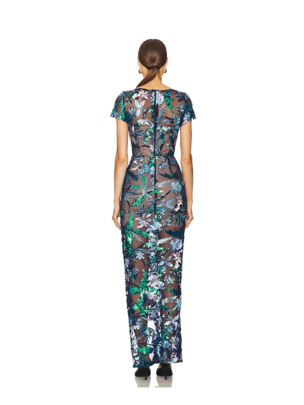 NWOT Bronx and Banco Zinna Navy Embroidered Gown XS - Picture 3 of 16